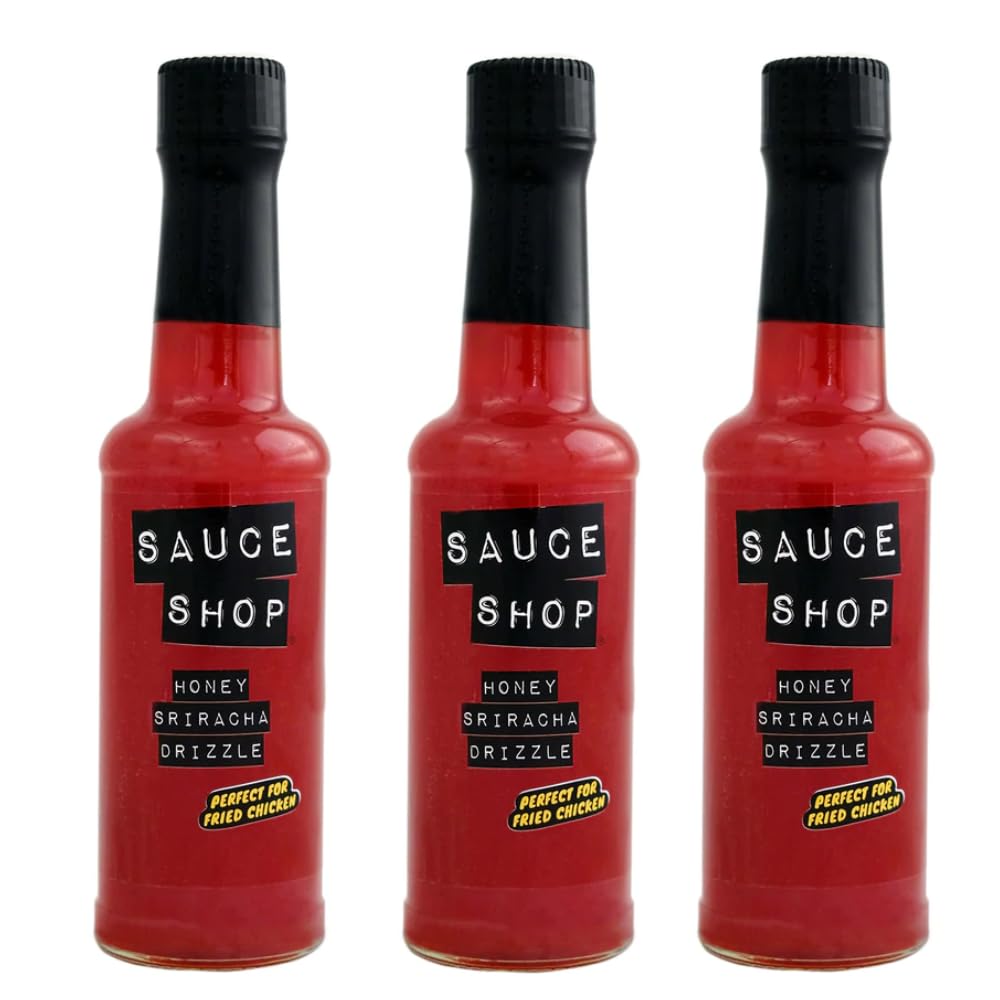 Sauce Shop - Honey Sriracha Drizzle, Pack of 3 - Sweet Chilli Flavour, Suitable for Vegetarians, Made in the UK - 3x 190g Jars