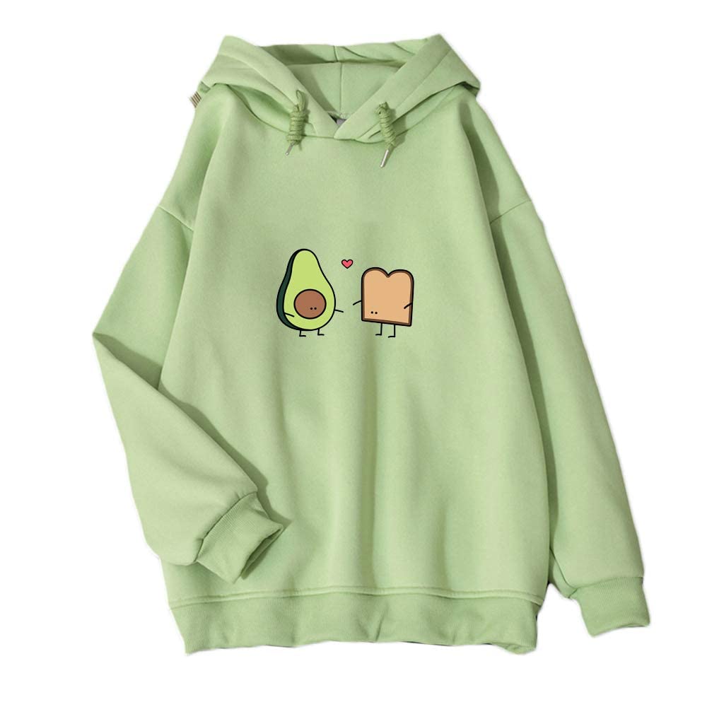 KEEVICICute Avocado Vegan Bread Cartoon Hoodies for Women