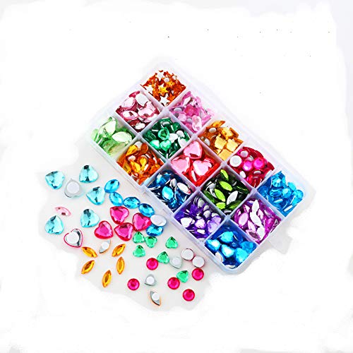 GOLD FAITHSelf Adhesive Craft Jewels Jumbo Bling Crystal Gems Stickers 10 Shapes Color Rhinestones，Size ：8mm to 20mm with Glue Stickers in Flat Back for Arts & Crafts Projects (260)