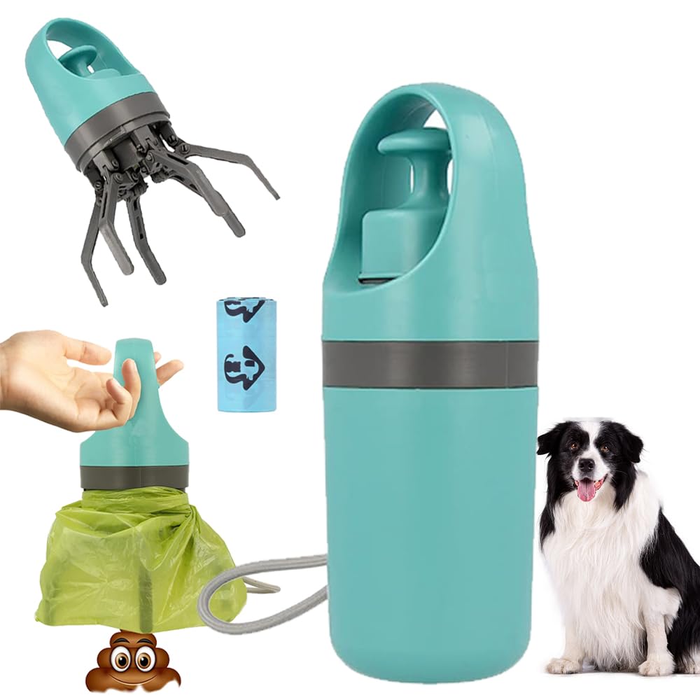 NeoStyle Portable Dog Poop Scooper, Sanitary Dog Waste Picker Upper with Bag Dispenser, 6 Claws Convenient And Lightweight, Can Be Installed On The Dog Rope for Dog Walking and Travel Use