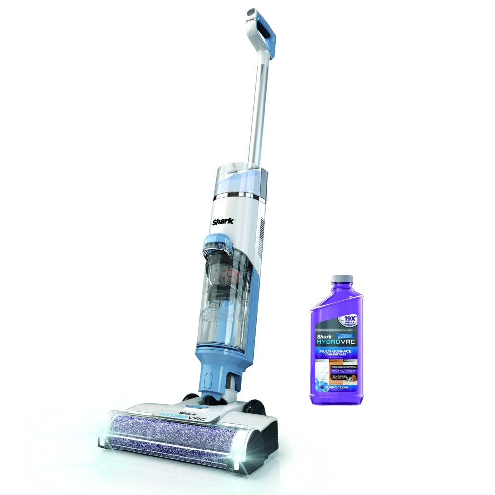 Shark WD201 HydroVac Cordless Pro XL 3-in-1 Vacuum, Mop & Self-Cleaning System with Antimicrobial Brushroll* & Solution for Multi-Surface, Hardwood, Tile, Marble & Area Rugs, Pure Water