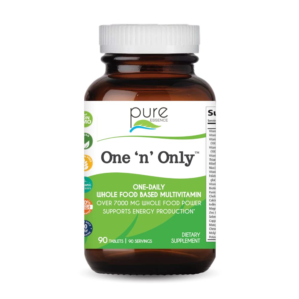 One n Only Whole Food Multivitamin by Pure Essence - Super Energetic Once a Day with Superfoods, Minerals, Enzymes, Vitamin D, D3, B12, Biotin - 90 Tablets