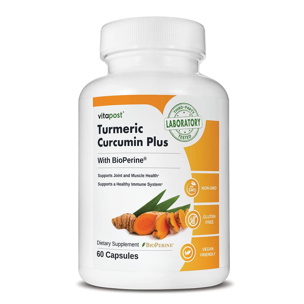 Turmeric Curcumin Plus | The Natural Super-Spice Supplement in Support of a Healthy Immune System and Joint & Muscle Health. with BioPerine. 60 Capsules