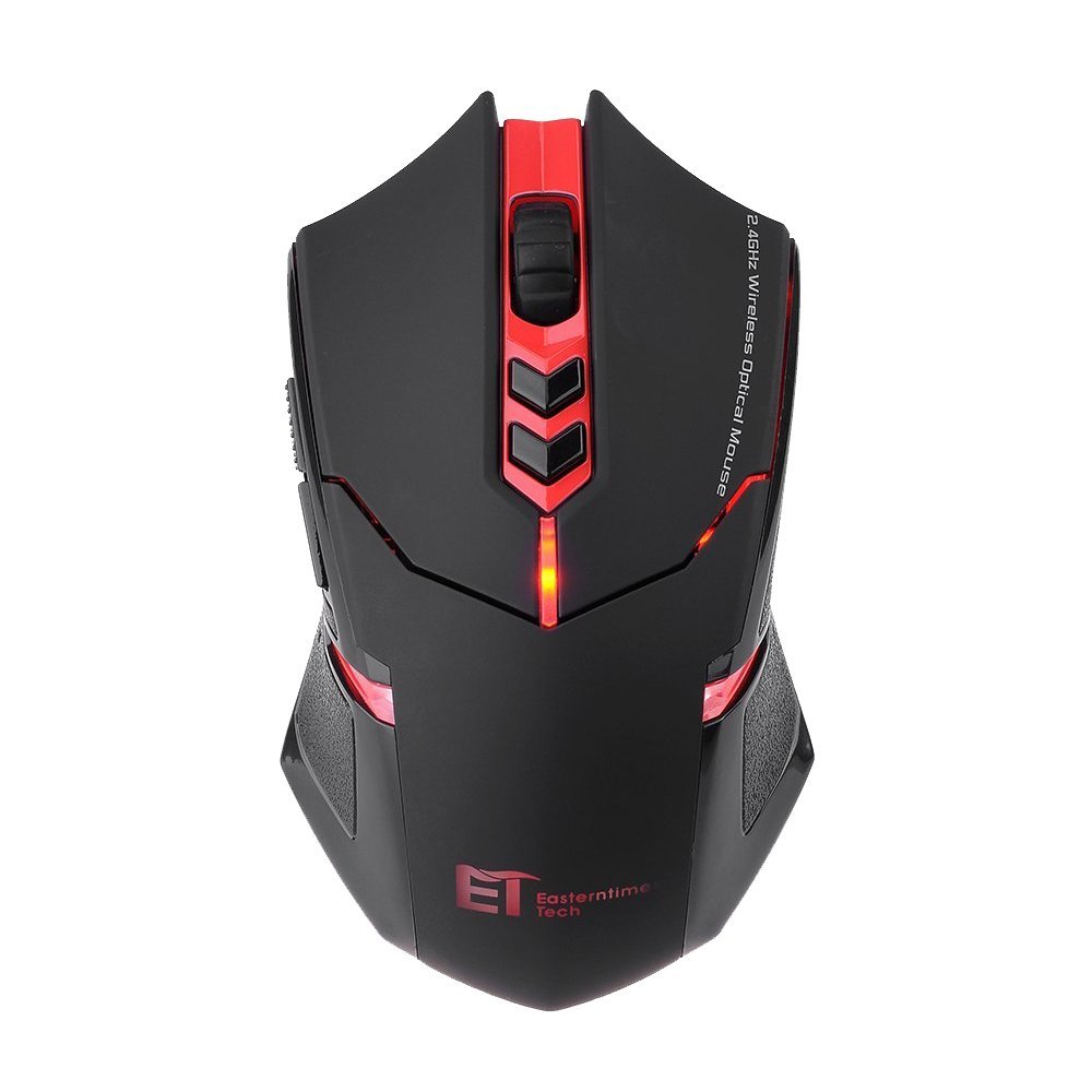 Cideros 2.4G Wireless Optical Gaming Mouse with Side Buttons Nano USB Receiver Non-slip Matte Ergonomic Grip 7 Buttons 4 Adjustable DPI Levels (500/1000/1500/2000DPI) LED light Computer Mouse - Red