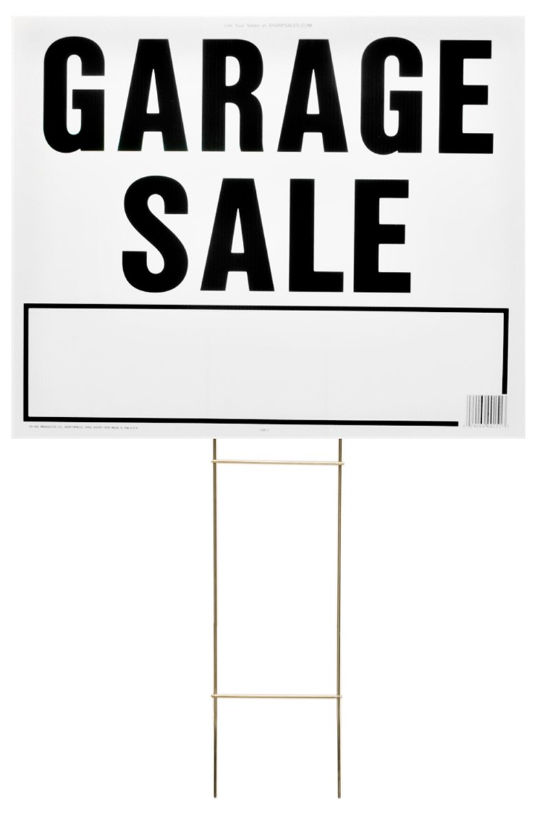 Hy-Ko Products LGS-2 Garage Sale Corrugated Plastic Sign w/ H Bracket 19" x 24" Black/White, 1 Piece