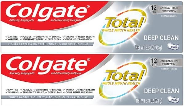 Colgate Total Toothpaste, Deep Clean, 3.3 Ounce - Pack of 2