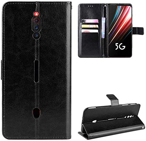 MKL Wallet Case Cover for ZTE Nubia Red Magic 5G, Flip Leather Wallet Cover Case for Nubia Red Magic 5G (Black)