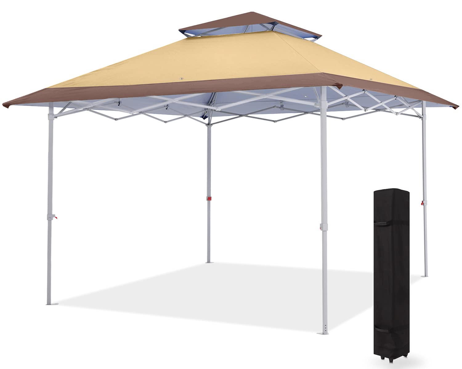 MASTERCANOPYPop-Up Canopy Tent 13x13 Instant Shelter Outdoor Canopy with Wheeled Bag (Brown&Khaki)