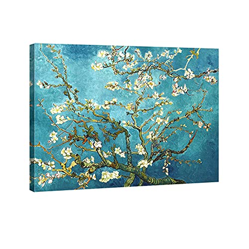 Wieco Art Giclee Canvas Prints Wall Art for Wall Decor by Van Gogh Paintings Almond Blossom Modern One Piece Stretched and Framed Abstract Flowers Artwork Home Office Decorations