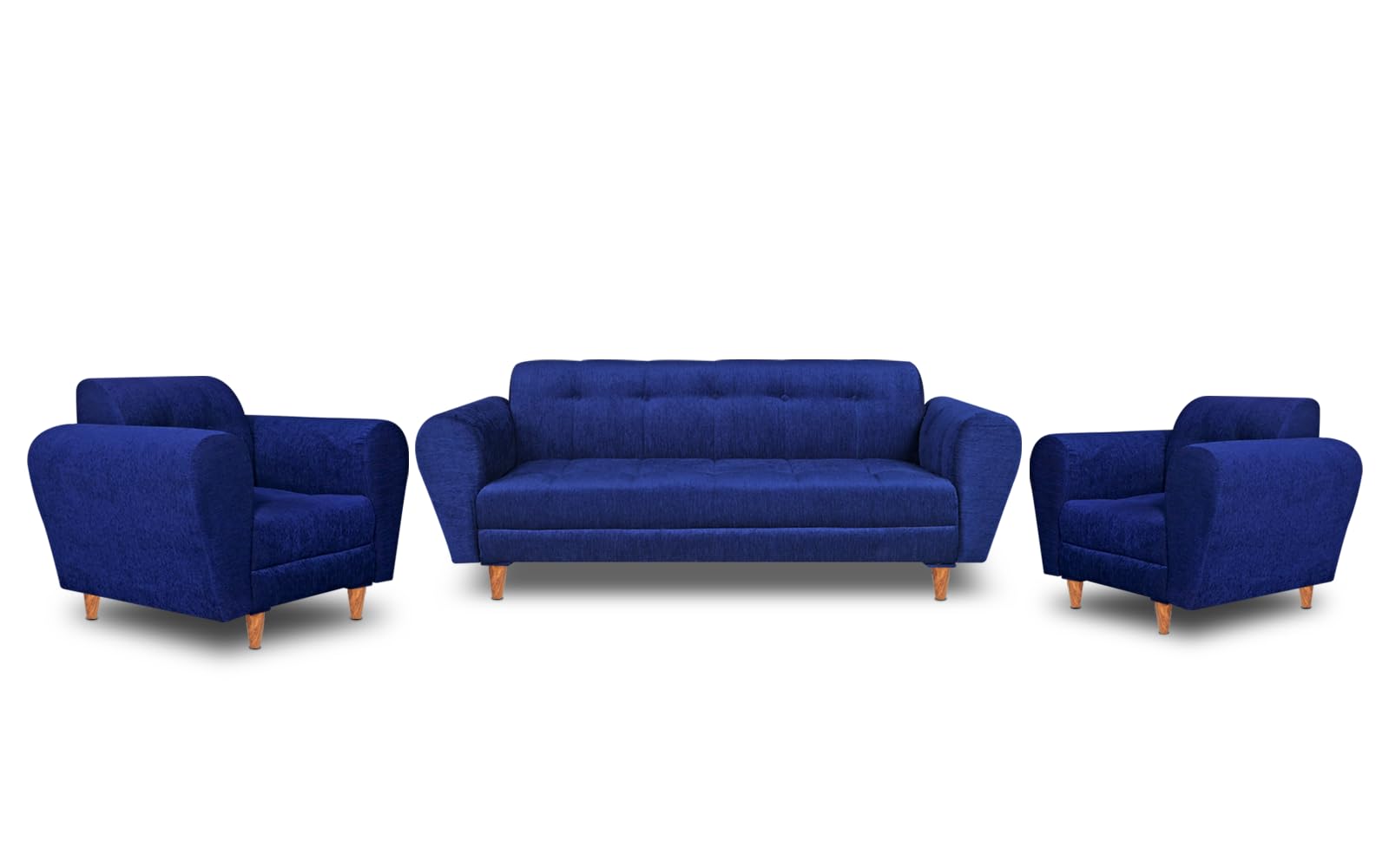 Seventh Heaven Milan Sofa, Chenille Molfino Fabric: 3 Year Warranty (Blue, 3+1+1 Seater)