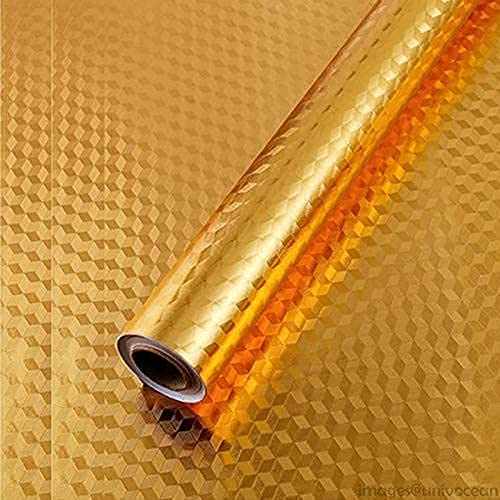 Styxon Gold Kitchen Oil-Proof Waterproof Self-Adhesive Wallpaper Aluminium Foil(Size May Vary) High Temperature Wall Stickers Stove Cabinet Contact Paper Decoration Film, (60 x 200 cm), Golden