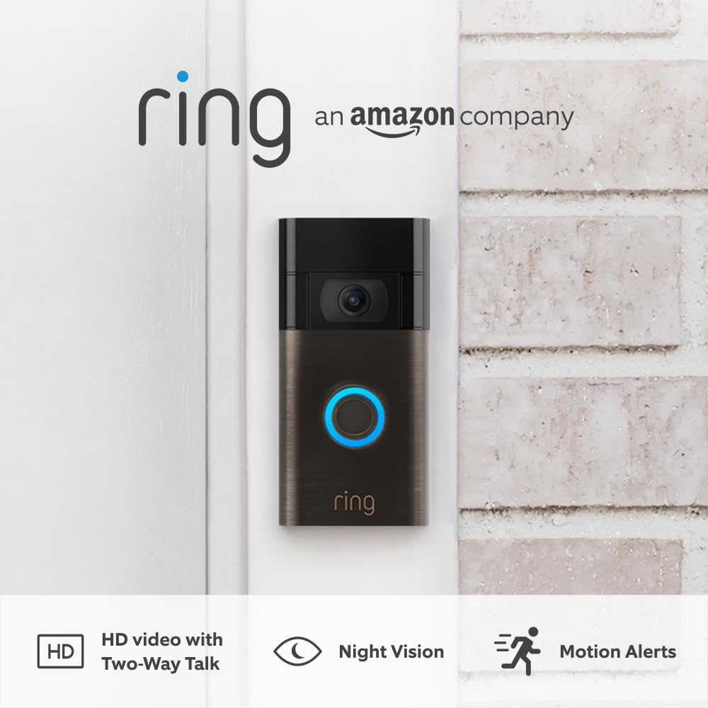 Ring Video Doorbell (2nd Gen) by Amazon | Wireless Video Doorbell Security Camera with 1080p HD Video, Wifi, battery-powered, easy installation | 30-day free trial of Ring Protect | Works with Alexa