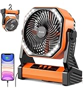 Battery Operated Camping Fan, 20000mAh Rechargeable Portable Fan, 4 Speed Outdoor Fan with LED Li...