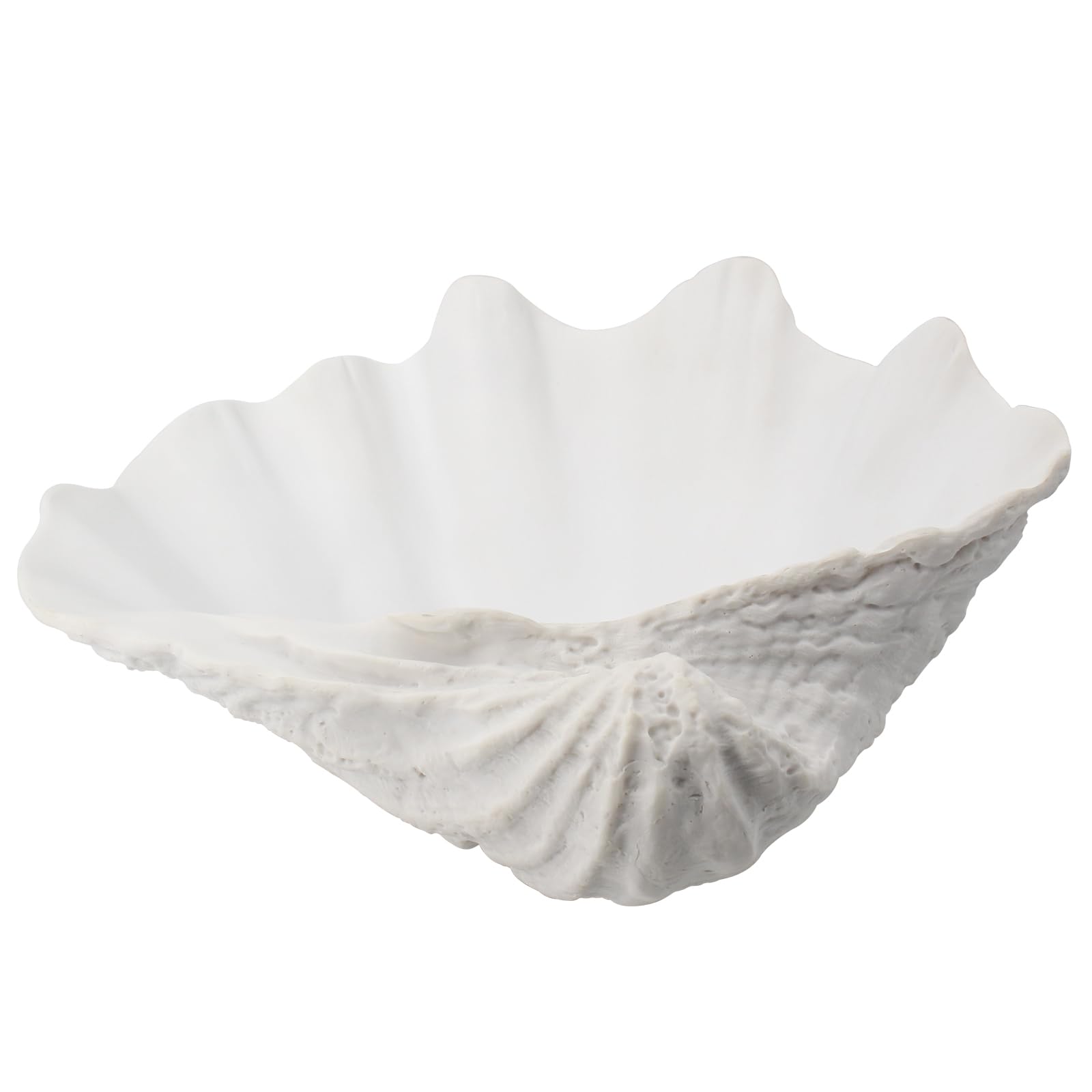 ALIWINERLarger Clam Shell Bowl Home Decor by Hand Cast Resin, Solid, Sturdy and Beautiful White for Various Home Decor