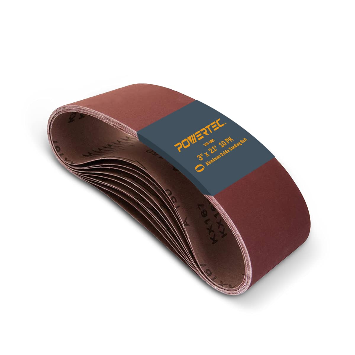 POWERTEC 110950 3-Inch x 21-Inch 180 Grit Aluminum Oxide Sanding Belt, 10-Pack