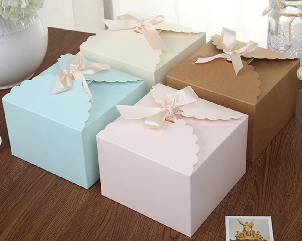 ChillyGift Boxes, Set of 12 Decorative Treats Boxes, Cake, Cookies, Goodies, Candy and Handmade Baby Bath Bombs Shower Soaps Gift Boxes for Christmas, Birthdays, Holidays, Weddings (Solid Color)