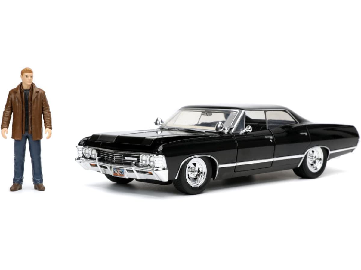 New Jada 1967 Chevy Impala SS Sport Sedan Black & Dean Winchester Diecast Figurine Supernatural (2005-2020) TV Series 1/24 Diecast Model Car by 32250