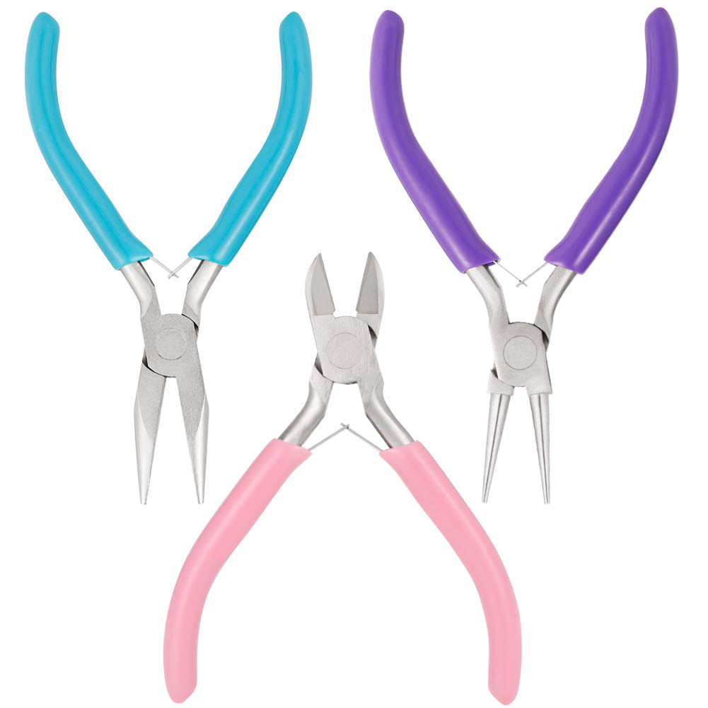 Xinzistar 3 Piece Jewelry Pliers Wire Cutter Pliers Mini Sharp Mouth Special Pincers Jewellery Making Pliers Kit Cutters Diagonal Pliers for Jewellery Making