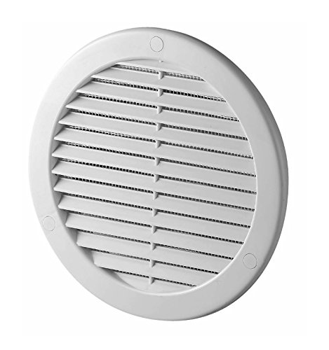 White Circle Air Vent Grille 200mm / 8" with Spigot and Fly Screen / Mesh Round Duct Grid Ventilation Ducting Cover TRU20K