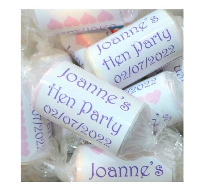 10 X Hen Party Favours ~ Love Hearts and Personalised Sweet Wrappers ~ Party Gifts+