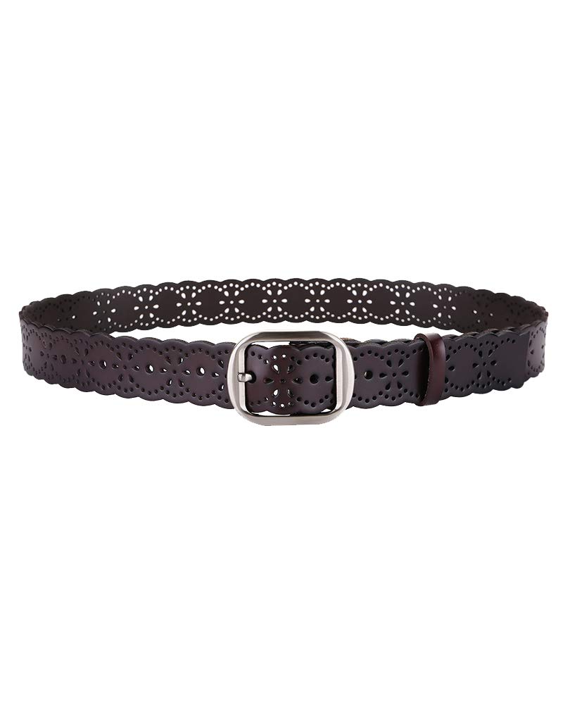 TronjoriWomens Hollow Pattern Wide Leather Belt for Jeans Pants