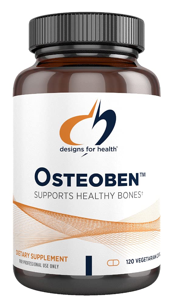 Designs for HealthBone Support Formula - Osteoben with Soy-Free Genistein Complex - Non-GMO Bone Vitamins Supplement with Vitamin D, K, Zinc, Calcium + Magnesium (120 Capsules)