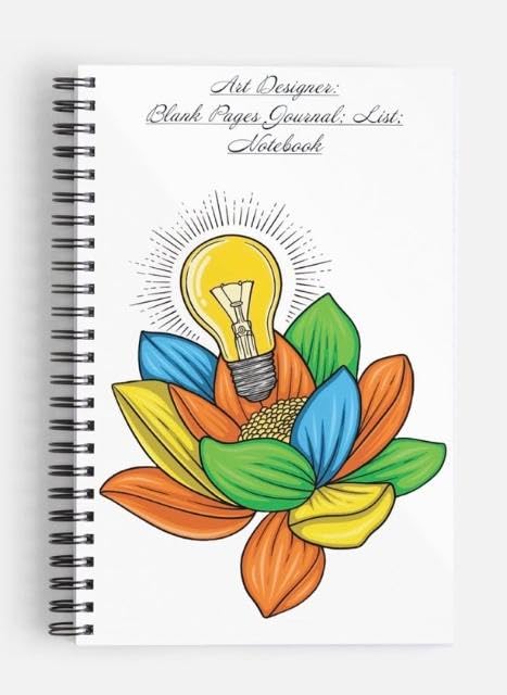 Elle Naj Light Lotus Art Designer Wirebound Blank Page Notebook for Everyday Use or Mindfulness Collection.