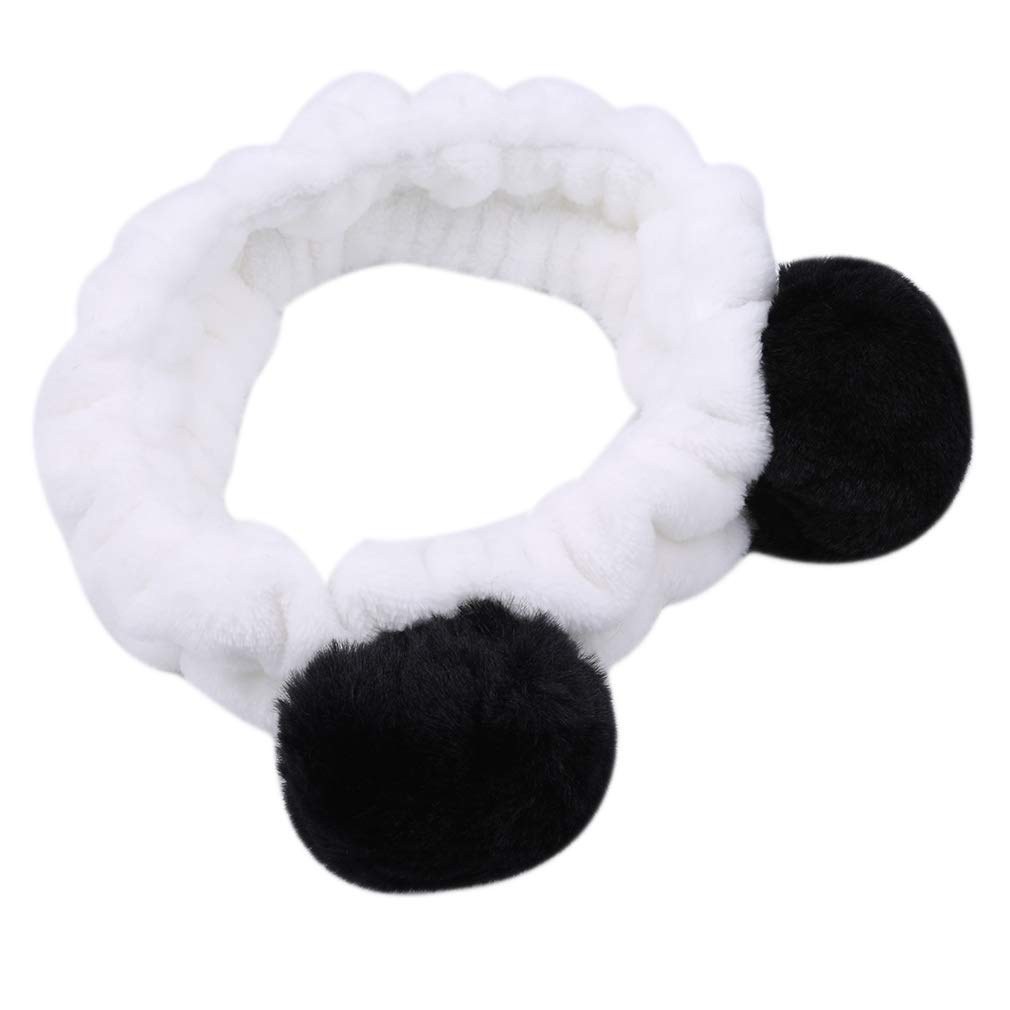 Fashion Lovely Soft Bear Ear Makeup Cosmetic Shower Elastic Hair Band (Black)