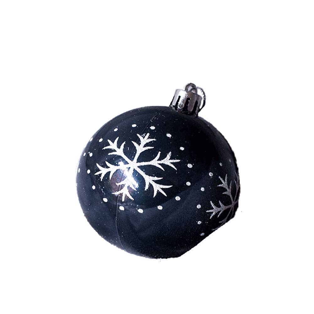 Leilims Christmas Tree Baubles 8cm Snowflake Christmas Ball Painted Hand Drawn Black Grey Christmas Ball Ornaments Shatterproof Balls Hanging Decorations Holiday Party Decor, 6 Pieces