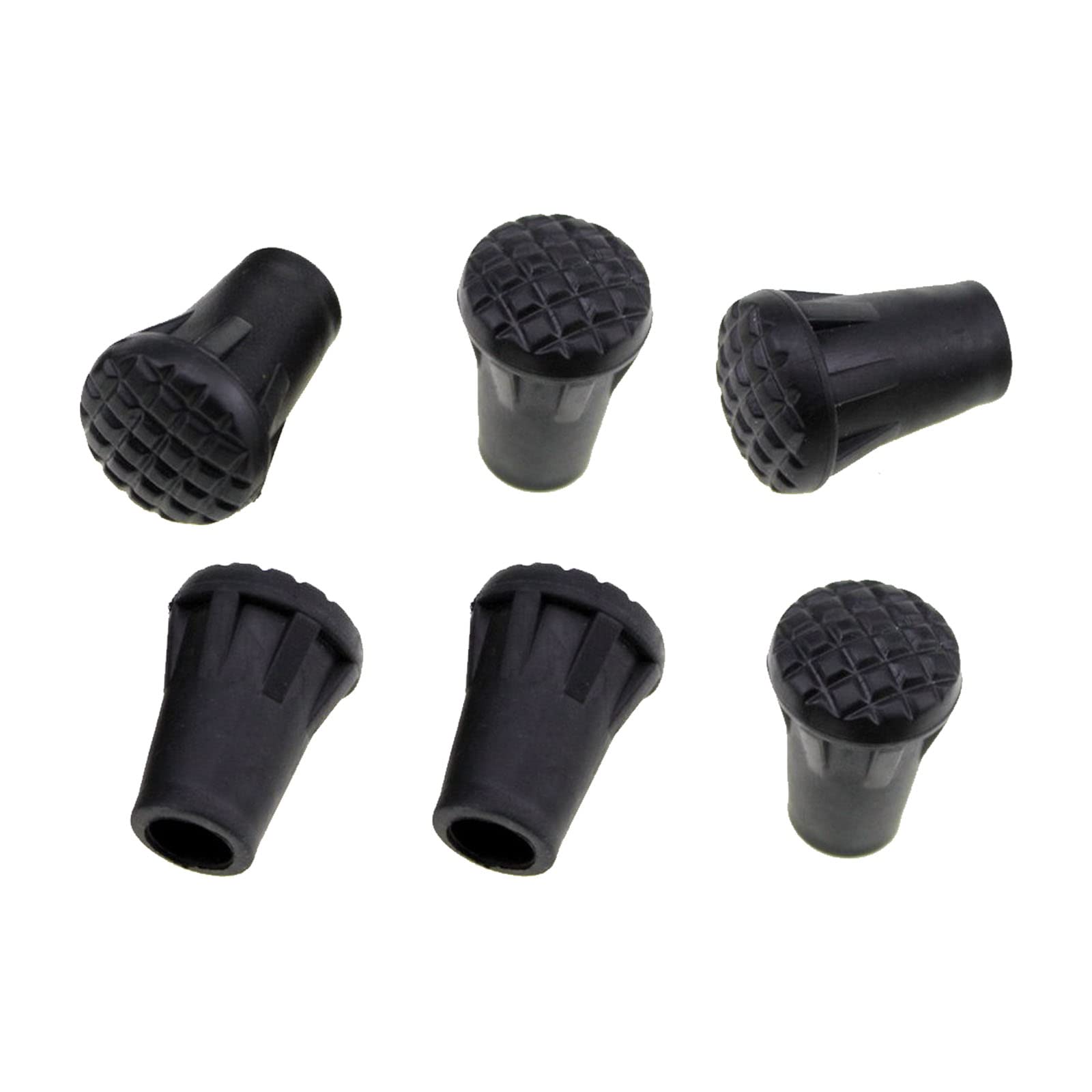 6 Pcs Heavy Duty Rubber Ferrules Walking Stick Rubber Tips Rubber Feet Tip Ends for Cement Asphalt Artificial Bricks Stone Pavement