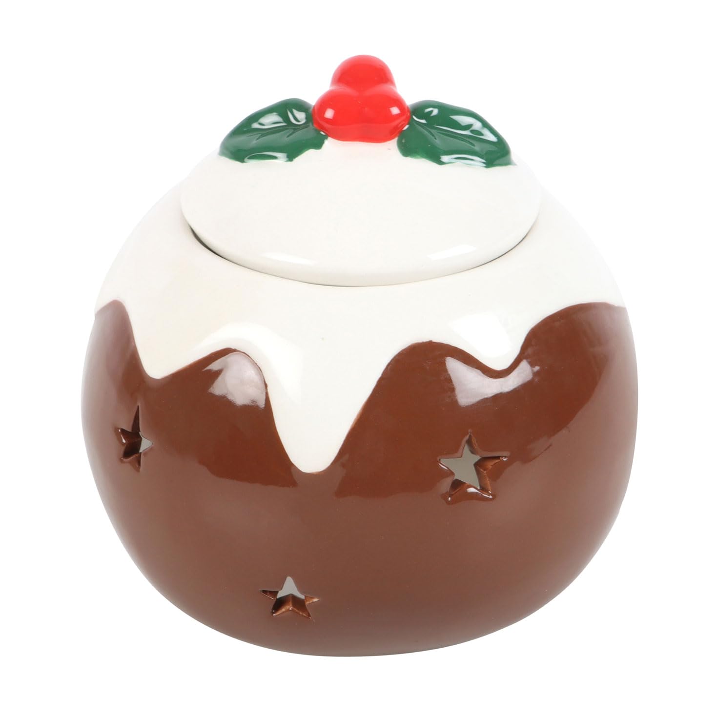 Something Different WholesaleFestive Christmas Pudding Oil Burner - Ceramic Aromatherapy Candle Holder for Essential Oils, Holiday Home Decor, Elegant and Unique Design