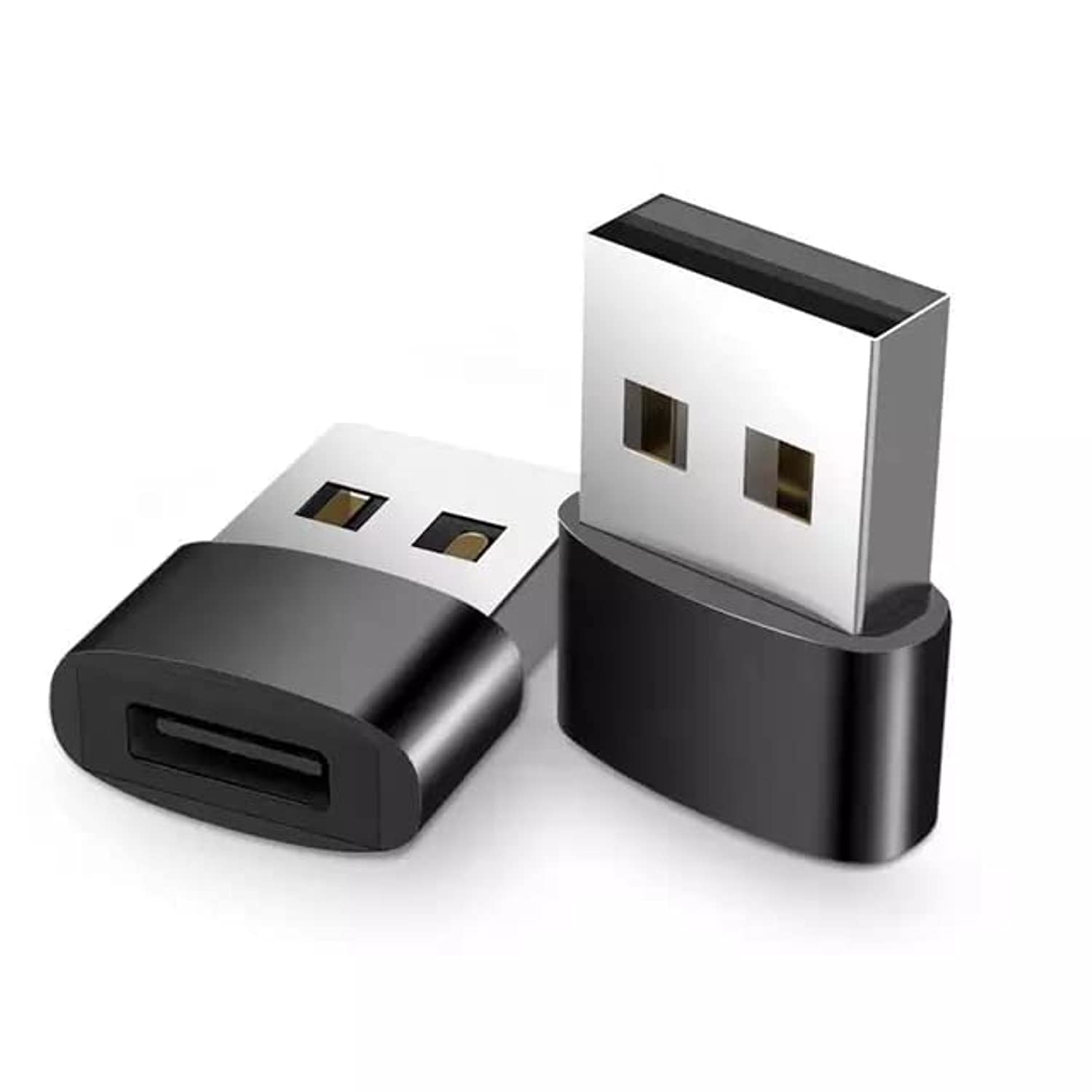 2 Pcs New USB C Female to USB A Male Adapter, Type C Charger Plug Power Converter for AirPods, iPhone 13/14 Pro Max, SE, iPad mini, Apple Watch series 8 & Air, Samsung Galaxy S21 S22 (Black)