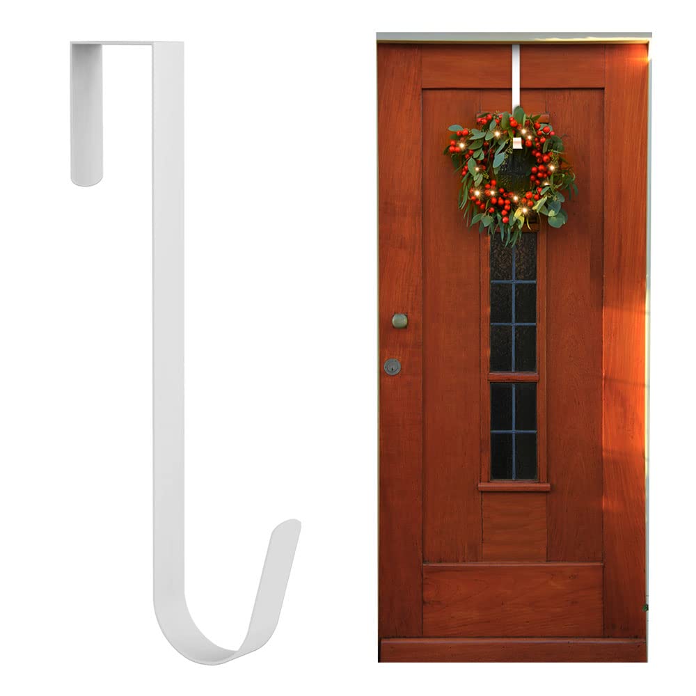 ANSIOChristmas Wreath Hanger, 12.5'' /31.7cm Over Door Metal Wreath Holder for Christmas Decor - Pack of 1 - White