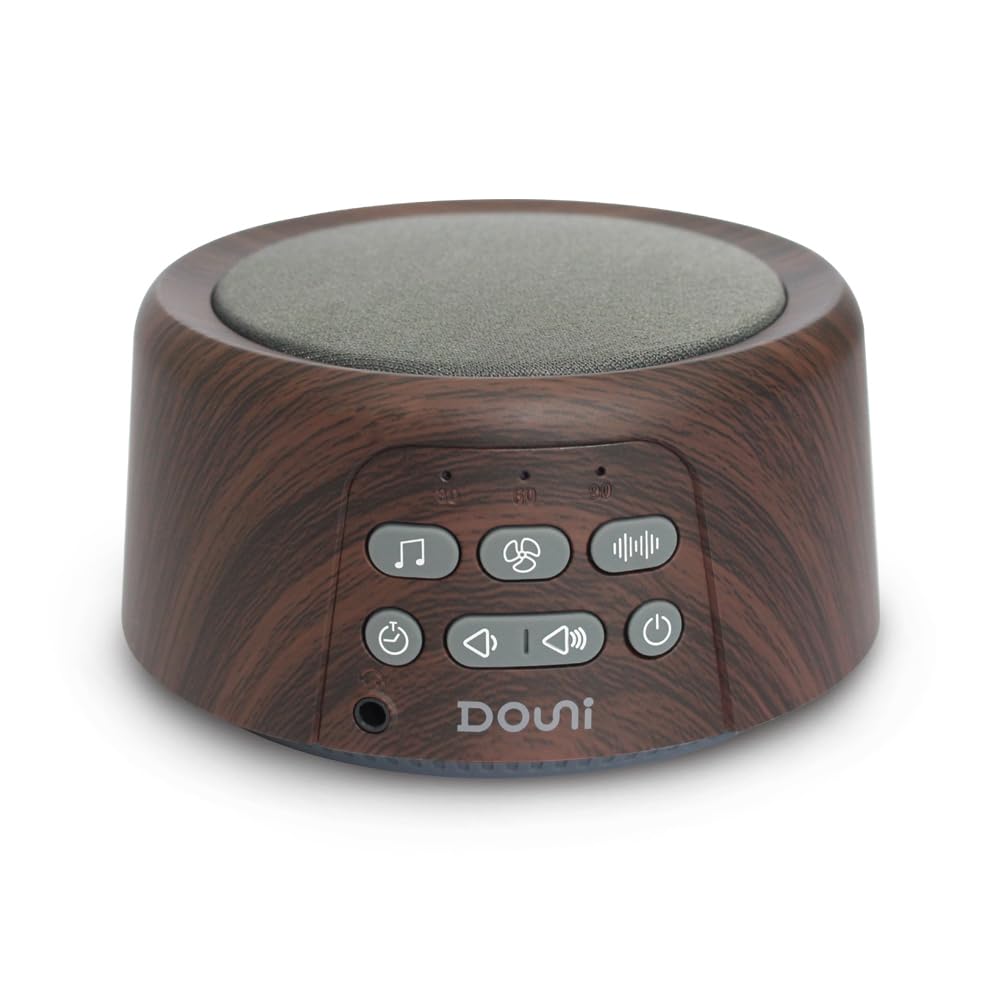 White Noise Machine - Sleep Sound Machine with Soothing Sounds Timer & Memory Function for Sleeping & Relaxation, Sleep Therapy for Kid, Adult, Nursery, Home, Office, Travel. Brown Wood Grain