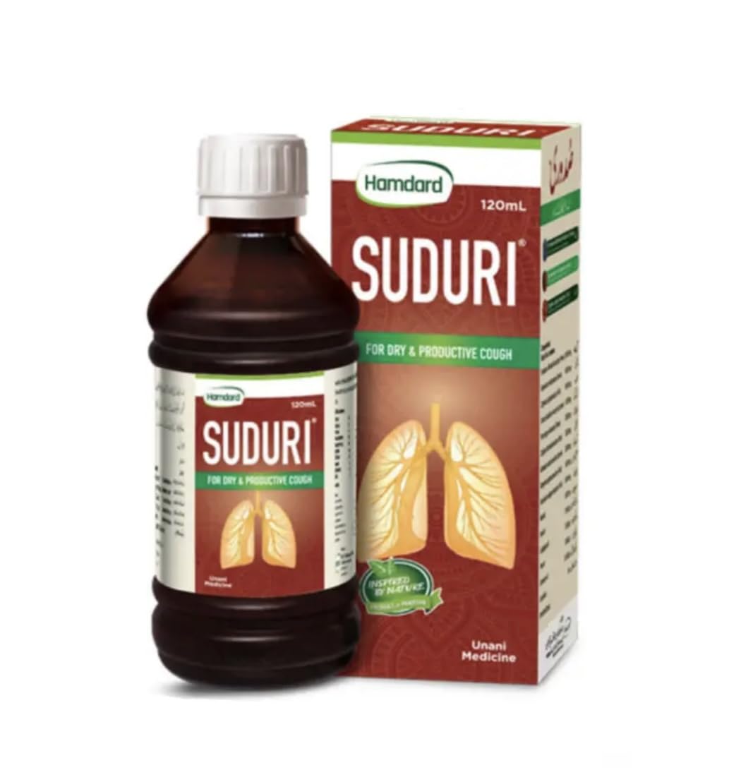 HamdardSuduri Herbal Syrup for Cure of Dry & Productive Cough 120mL