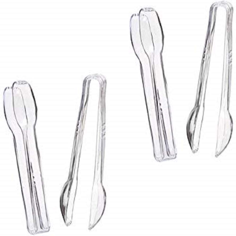 Clear Plastic Tongs, 6 1/2", 4 Pack