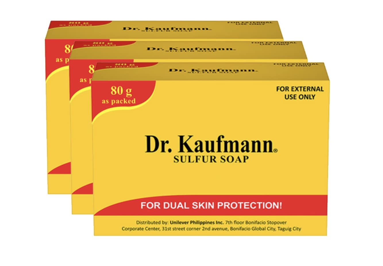 Precious Skin Thailand Bundle of 3 Dr. Kaufmann Medicated Sulfur Soap 80g (3 x 80g)