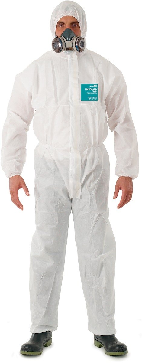 Ansell WH18B-00111-04 Microgard 1800 Standard Hooded Coverall, Large, White