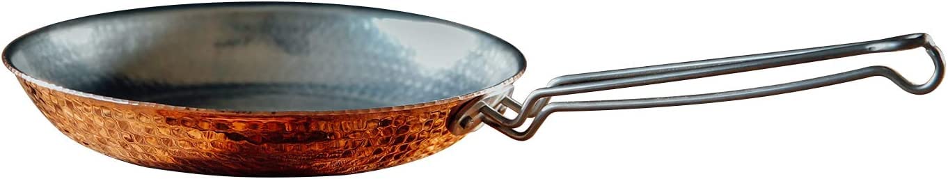 Sertodo Copper Skillet Pan, 10 inch Diameter, Pure Copper, Heavy Gauge, Hand Hammered, Patented Stainless Steel Handles