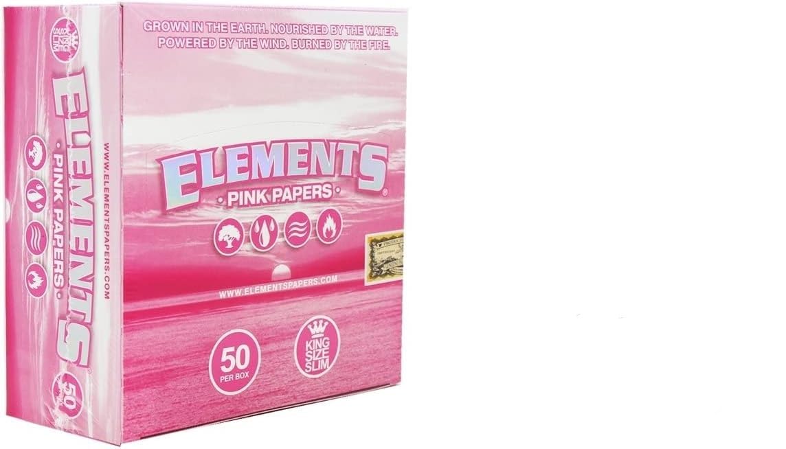 Elements Pink Coloured Kingsize Rolling Papers, Elements Papers Pink, Elements Wide Paper Rolling Tips (5)