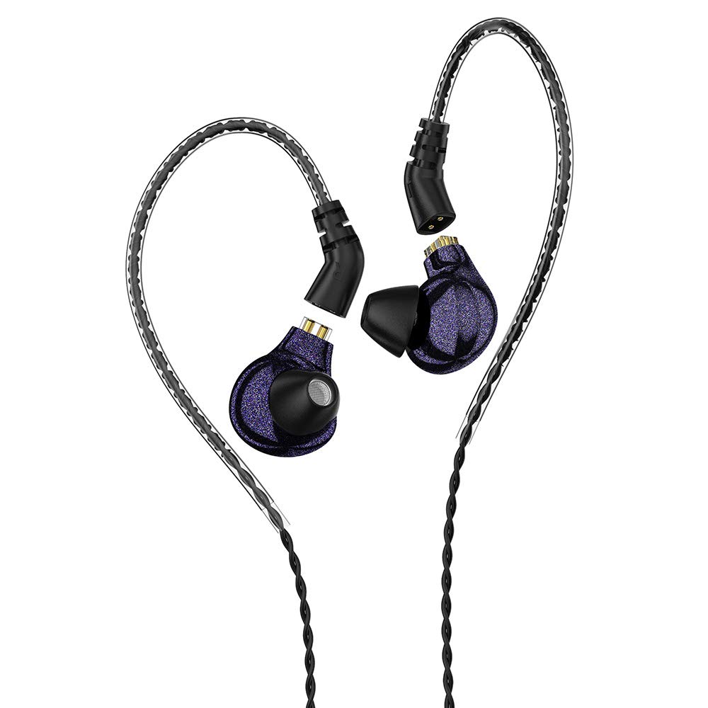 HiHiHear BLON BL03 in Ear Wired Earphone, 10mm Carbon Diaphragm Dynamic Drive in Ear Earphone, Metal Shell Bass HiFi DJ in Ear Monitor with 2pin Detachable Cable with Mic Earphone (no mic, Purple)