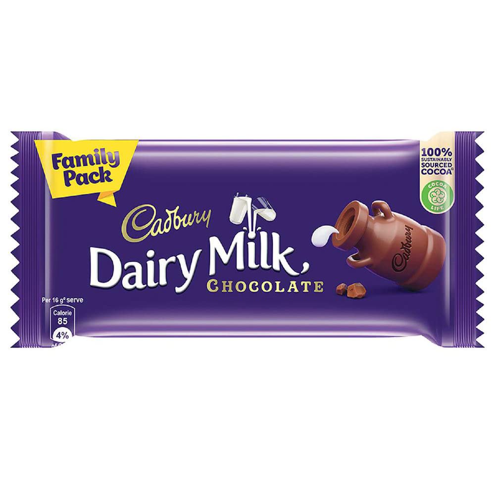 Cadbury Dairy Milk Chocolate Bar Family Pack, 130 grams