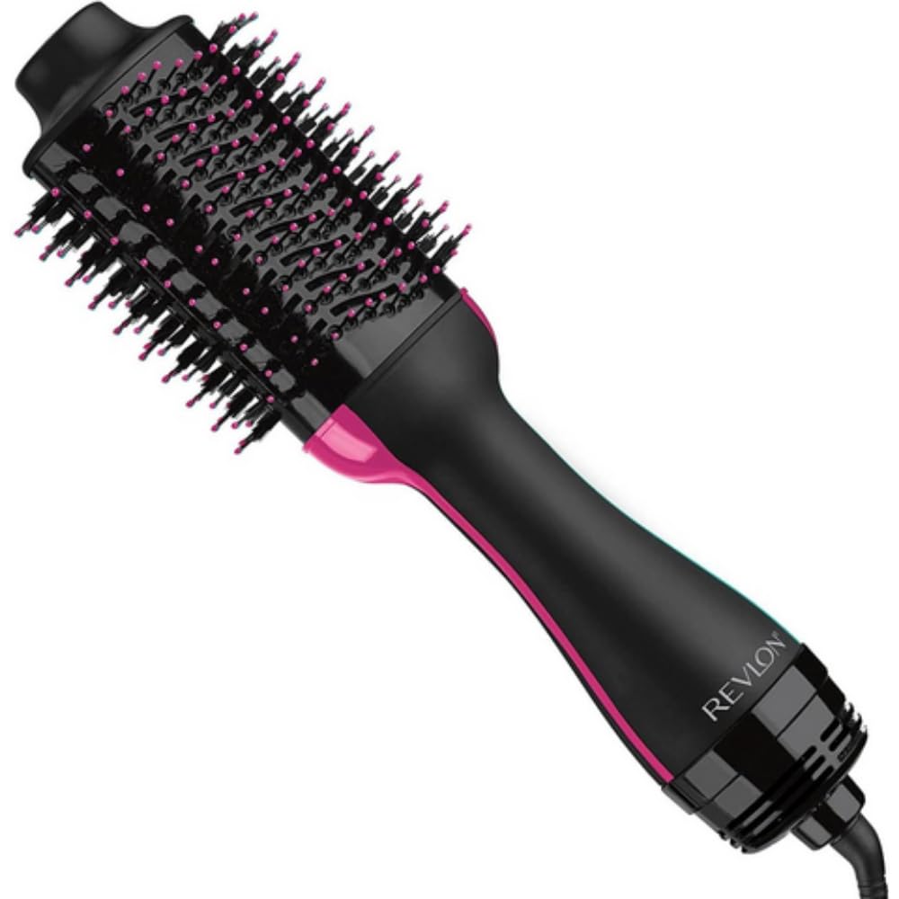 REVLONOne-Step Volumizer Hair Dryer and Styler, for Less Frizz, More Shine, and Reduced Heat Damage for Salon Style Round Brush for Blowout, Black (Amazon Exclusive)