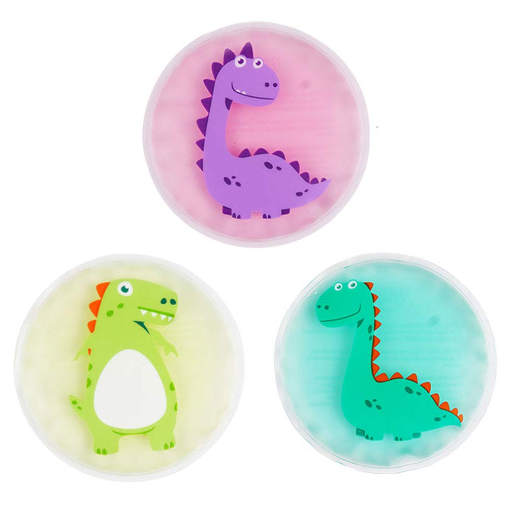 Hilph Kids Ice Packs for Boo Boos, Toddler Dinosaur Ice Pack Reusable Childrens Boo Boo Buddy Hot Cold Gel Packs for Kids Injuries, Pain Relief, Bumps & Bruises (3 Packs)