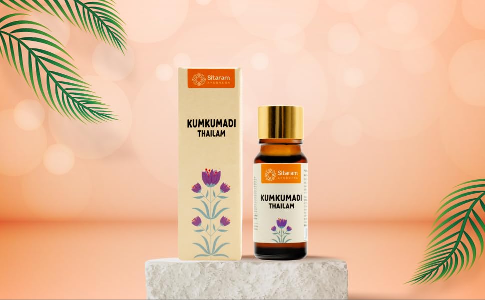 Sitaram Ayurveda Kumkumadi Thailam 10 ML | Kerala Ayurvedic Kumkumadi Face Oil For Glowing Skin | Kumkumadi Tailam