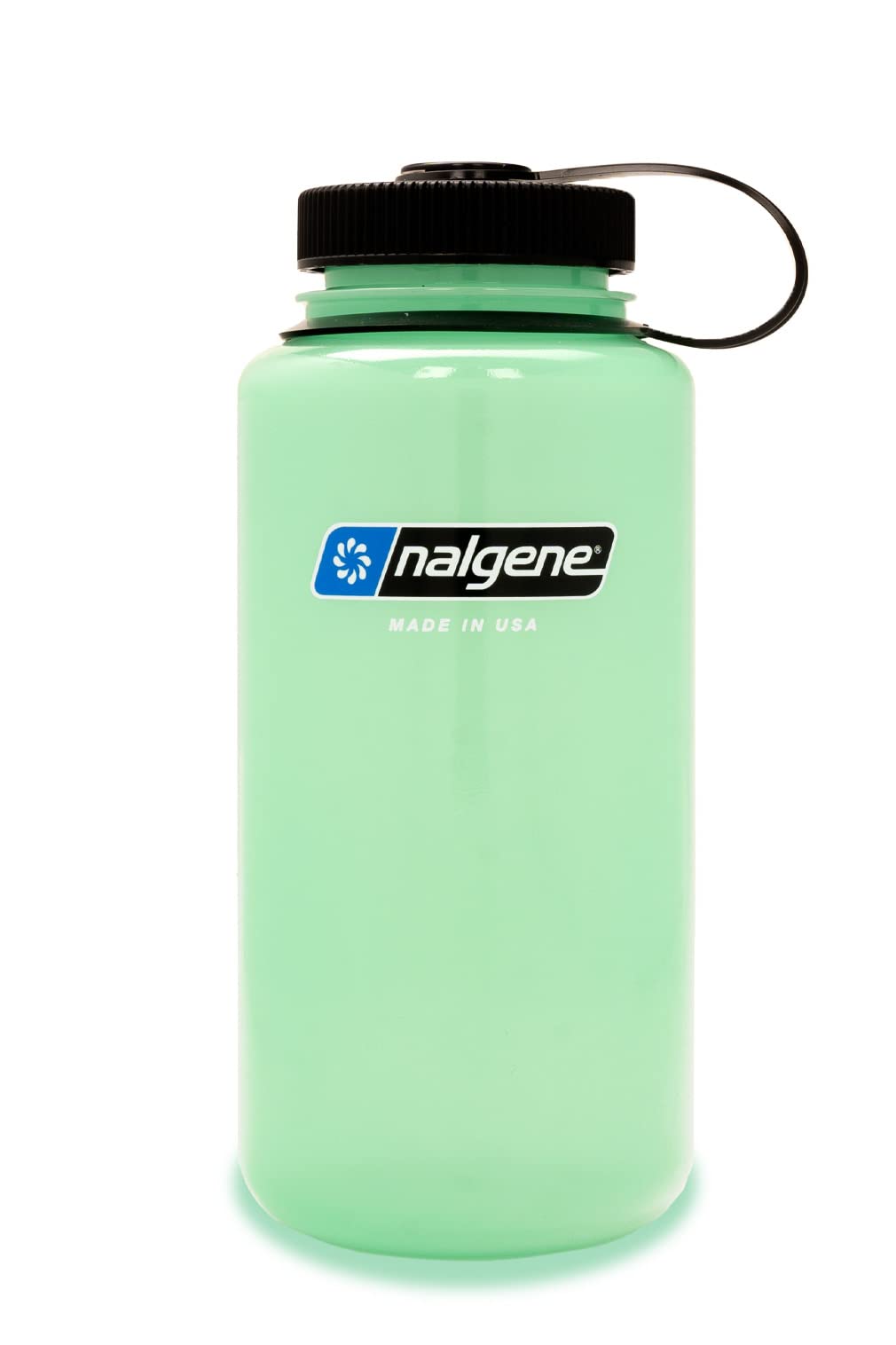 Nalgene Sustain Tritan BPA-Free Water Bottle Made with Material Derived from 50% Plastic Waste, 32 OZ, Wide Mouth, Glow Green