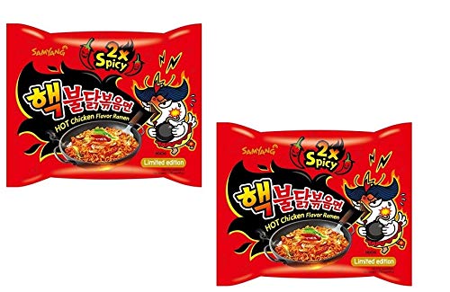 Sam Yang 2X Spicy Hot Chicken Flavour Instant Korean Noodles - 140 grams*2Pack (Pack of 2) (Imported)