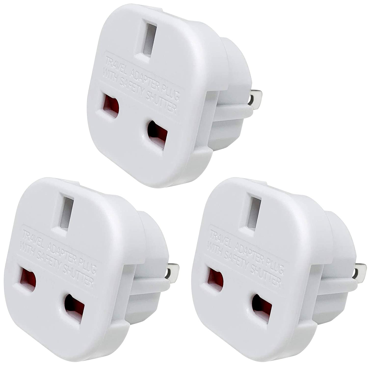 DentJet UK to US Travel Adaptor Plug with Safety Shutter and Rotatable Pins, Suitable for People from UK/EU/UAE/KSA/HK/Singapore Travelling in US/JP/Canada/Australia/China etc.(3 Pieces)