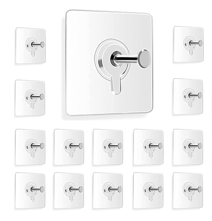 KBR® Self Adhesive Heavy Duty Strong Stainless Steel Nail Wall Hook Without Drilling Sticky Wall Hook Ideal for Home, Kitchen and Bathroom - Transparent (Pack of 10)