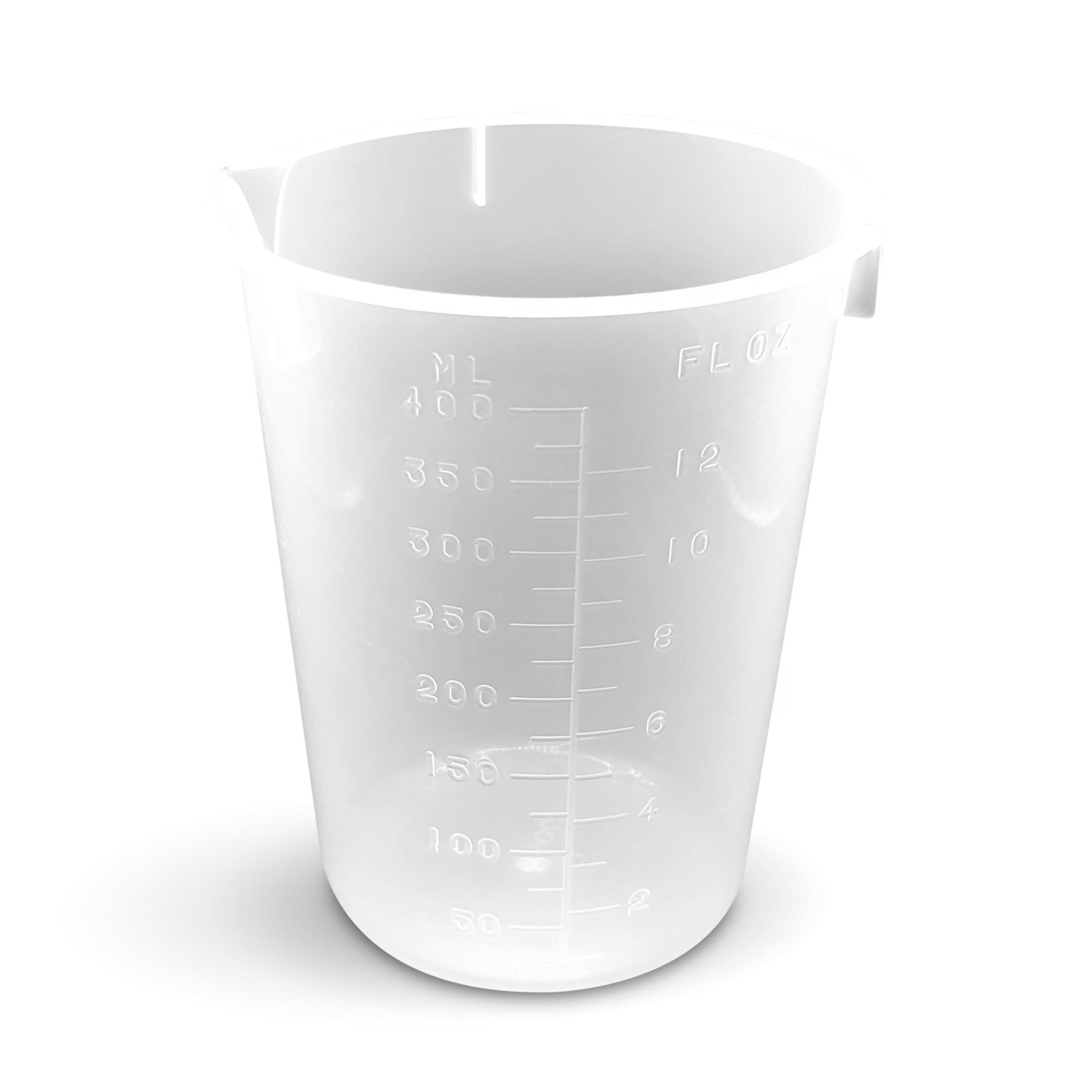 Plastic Beaker 400ml / 13.5 oz Set of 50 by Maryland Plastics – Clear Graduated Disposable Beakers with Pour Spout – Ideal for Resin Mixing, Science Labs, and Home Use